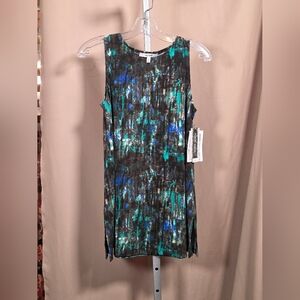 NWT Sympli Green Blue Black Abstract Print Tank  Size 10 Digital Camo